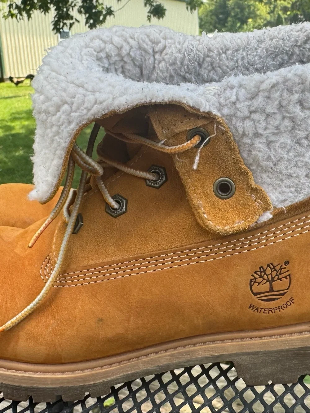 Timberland Wheat Suede Shearling-Lined Lace-Up Boots
